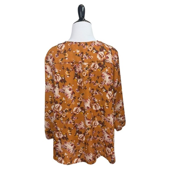 Zac & Rachel Women's L Large Faux Wrap Blouse Top Asian Inspired Cherry Blossom - Picture 5 of 7